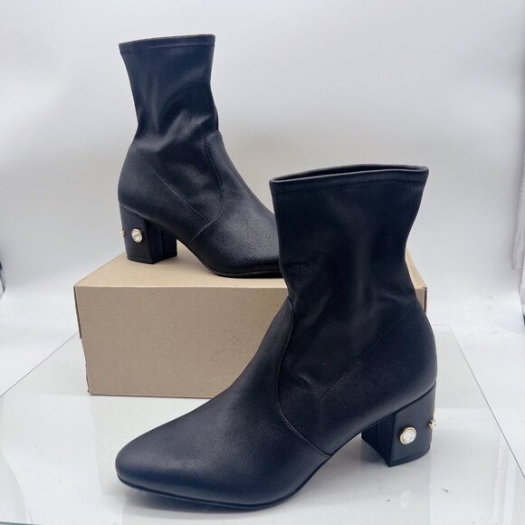 Stuart Weitzman Allshine 60 Ankle Boots Heels Black Leather Embellished US 9.5 - Picture 1 of 12